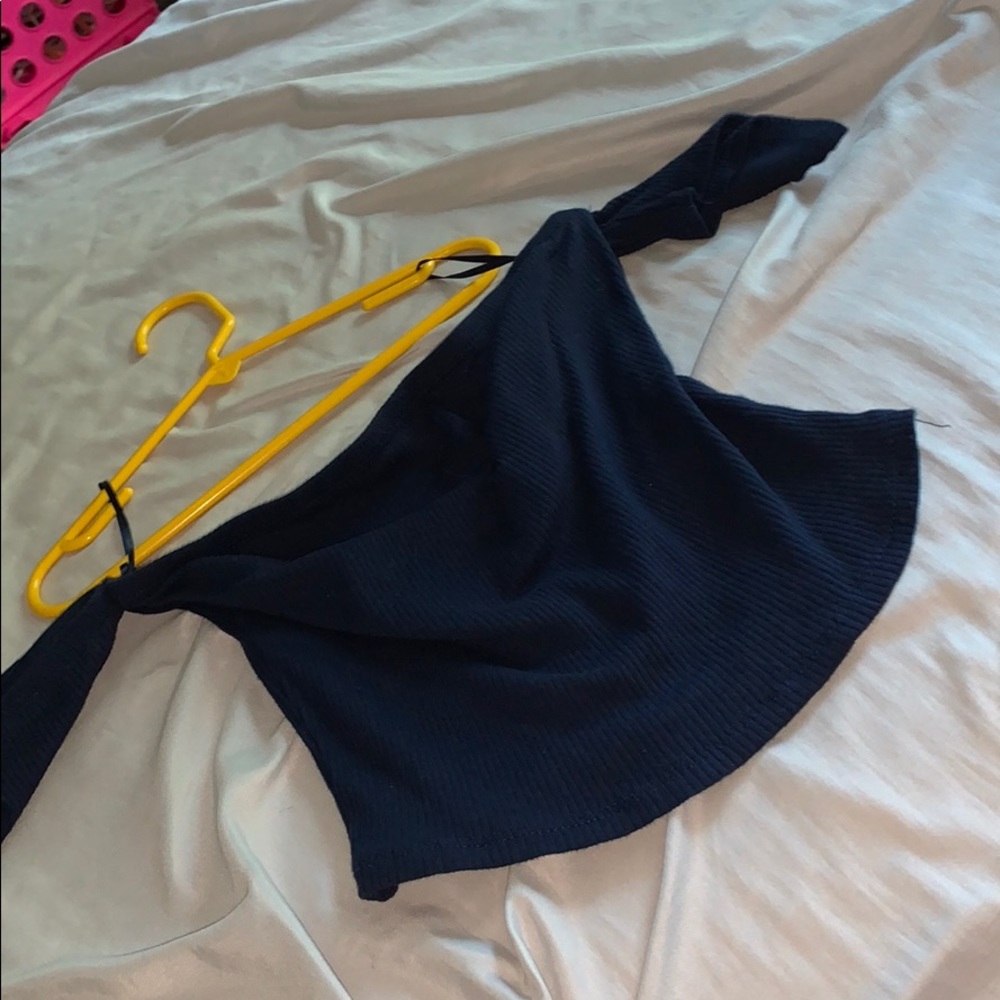 Navy blue off the shoulder crop top